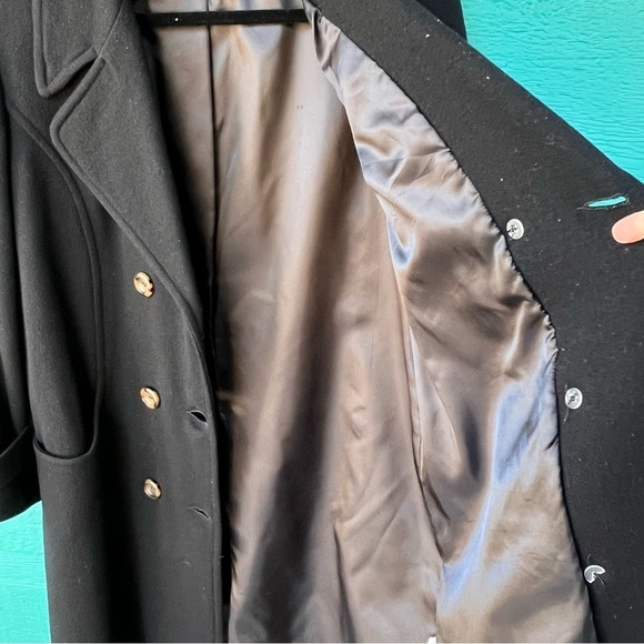 DONNYBROOK VINTAGE 100% WOOL BLACK MIDI PEACOAT TRENCH COAT SIZE 12 EUC - Picture 5 of 7